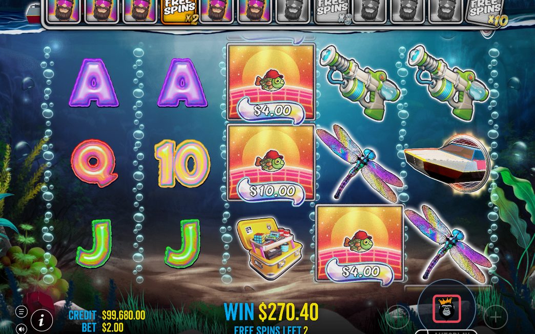 Free-Spins-Runde mit FISHERMAN WILD auf allen fünf Walzen